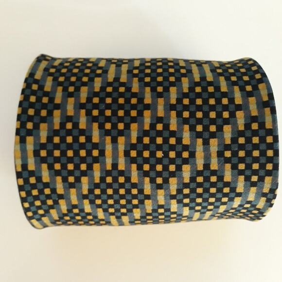Jhane Barnes Diamond Pattern Silk Tie Gold Black - Picture 3 of 3